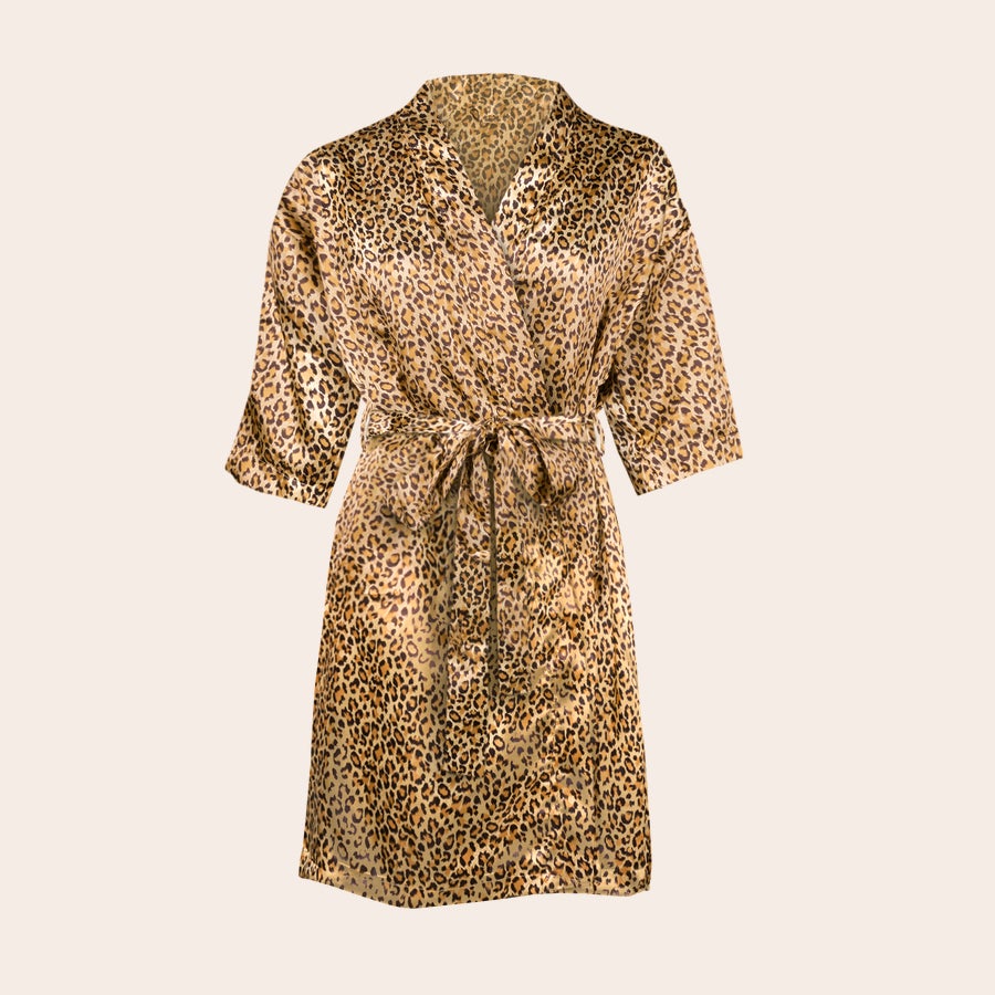 Kimono personnalisé Kimono délicat à motif léopard avec ceinture, personnalisable avec le prénom brodé