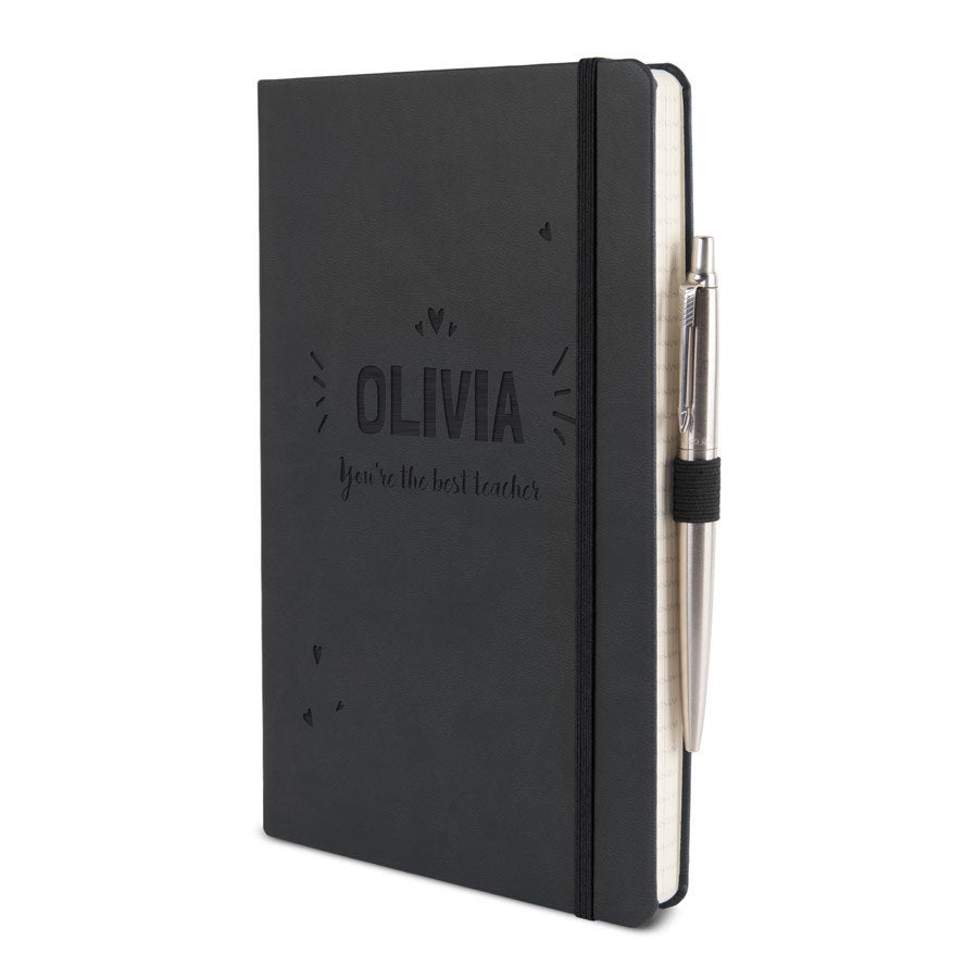 Personalised notebook - Teacher - Black - Engraved