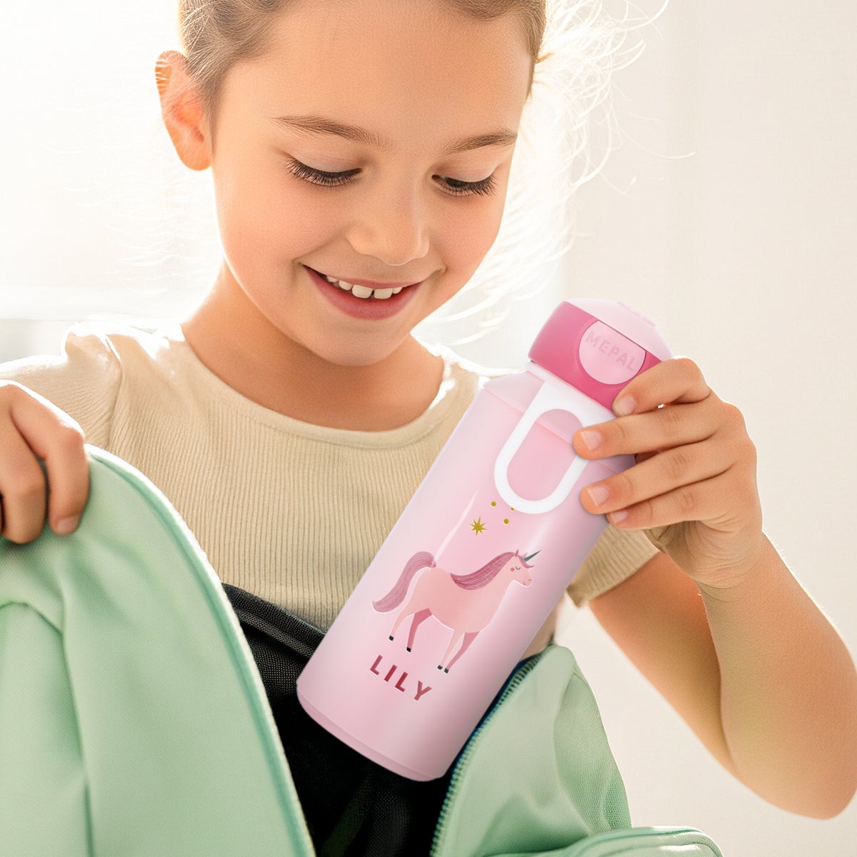 Mepal - Personalizowana butelka na wod typu pop-up - 400 ml - Cool Pink
