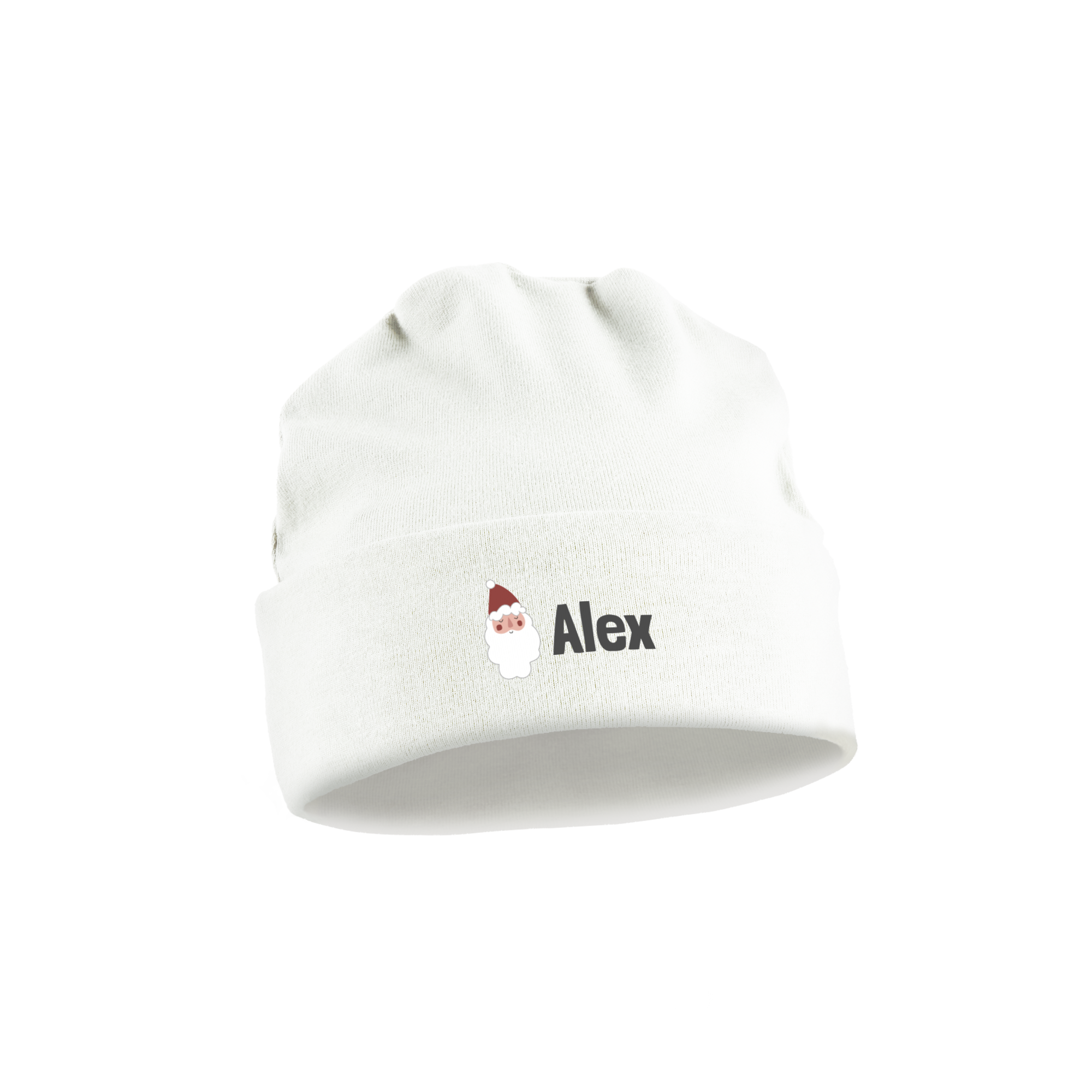 Beanie personalizat pentru bebeluși - Primul Crăciun - Alb