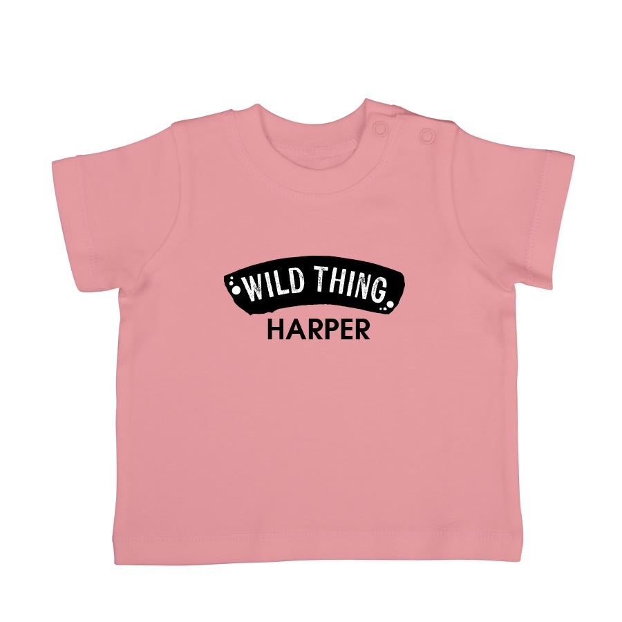Tricou personalizat pentru bebeluși - Mânecă scurtă - Roz - 62/68