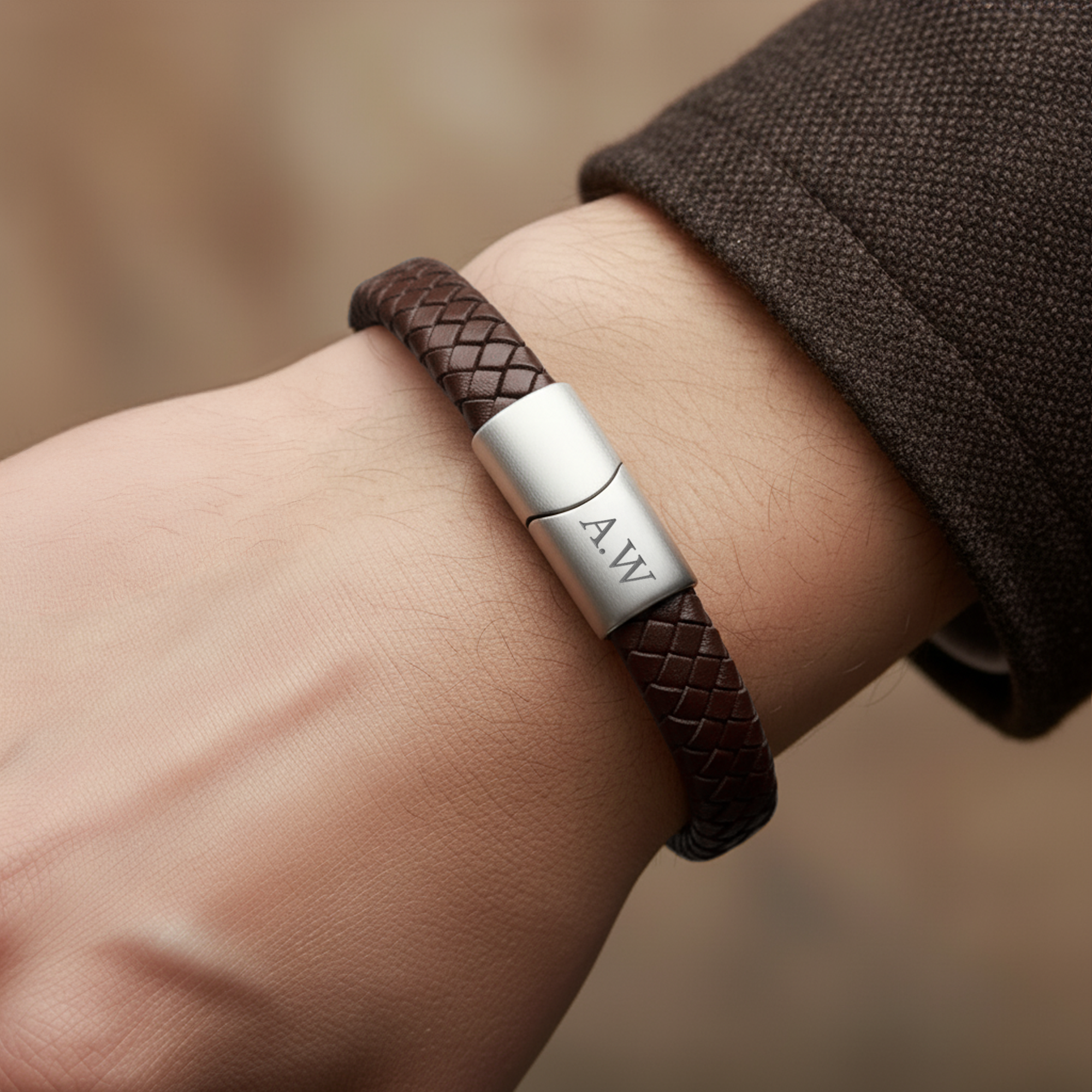 Pulsera de cuero de lujo con grabado