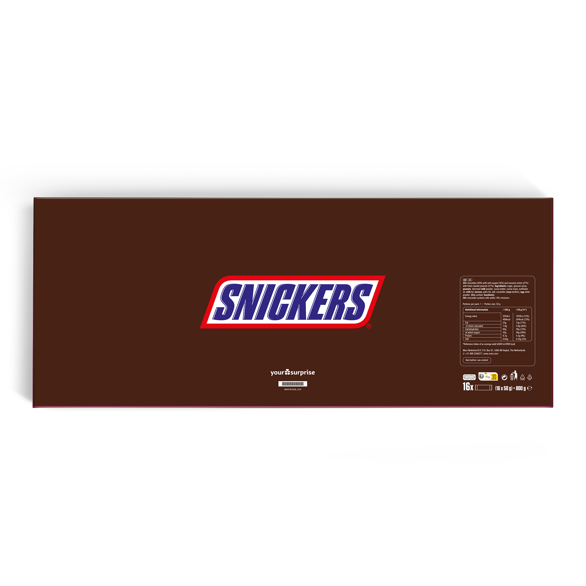 Personalizirana čokoladica Snickers XXL s potiskom vašega imena in fotografije, ki meri 800 g.