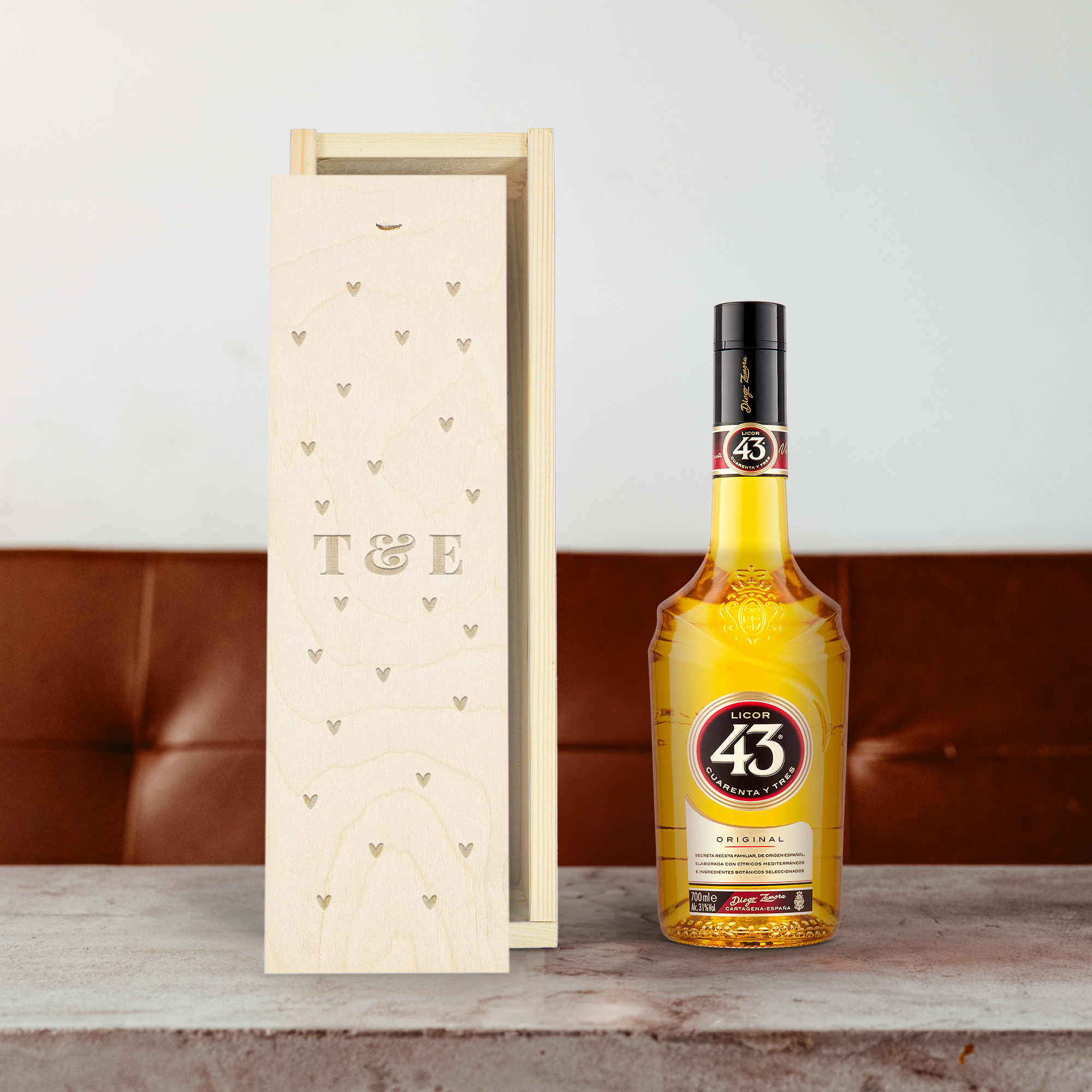 Licor 43 i en personlig låda