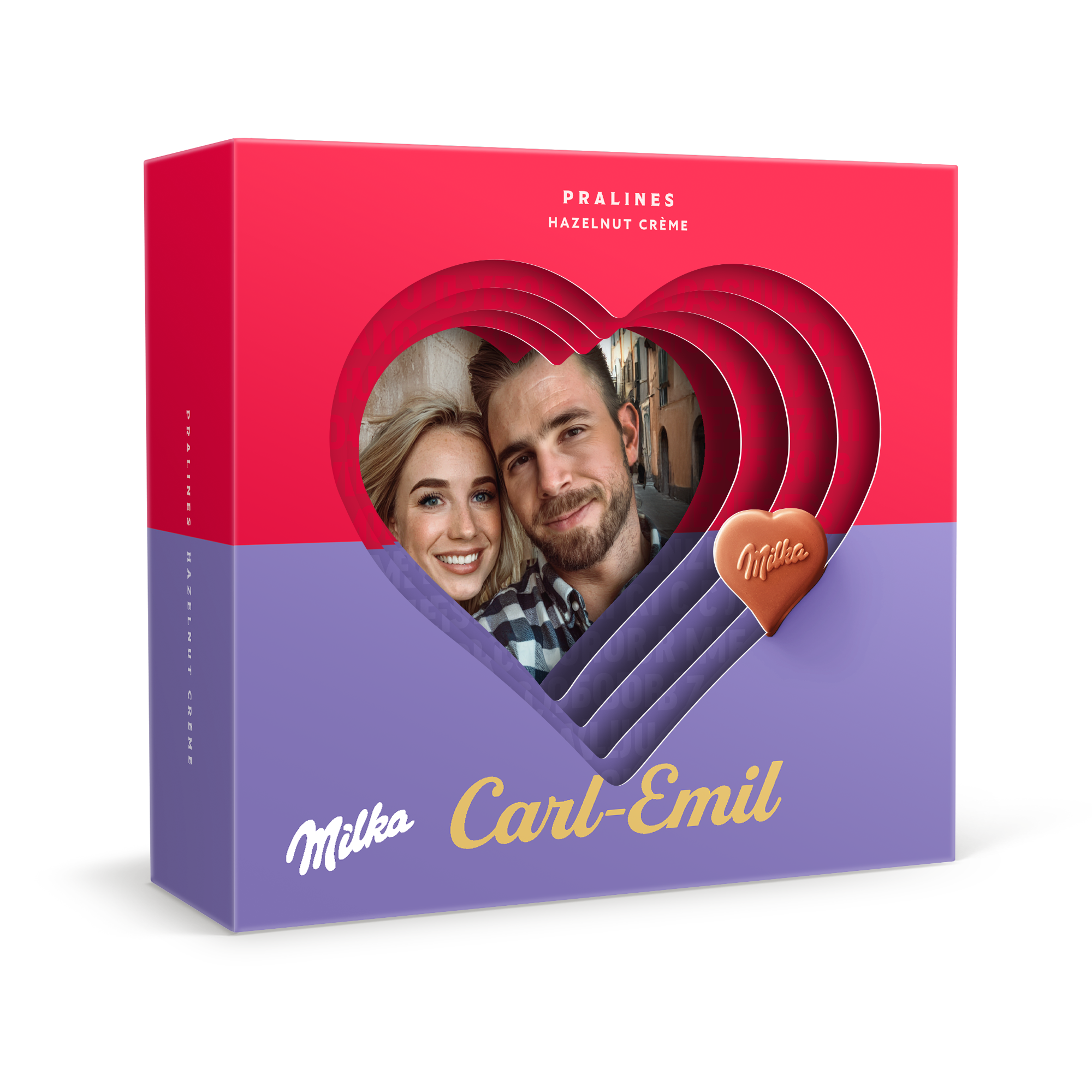 Milka chokoladehjerter i 3D gaveæske