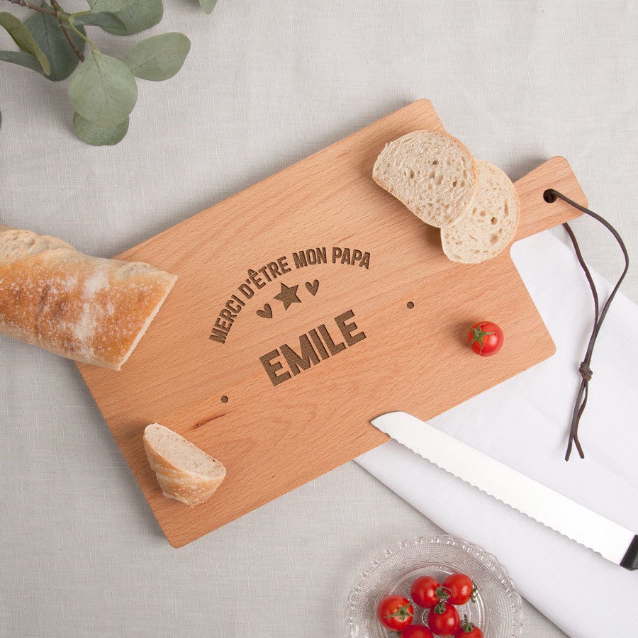 Planche à découper Fête des Pères - Hêtre - Rectangle - Horizontale