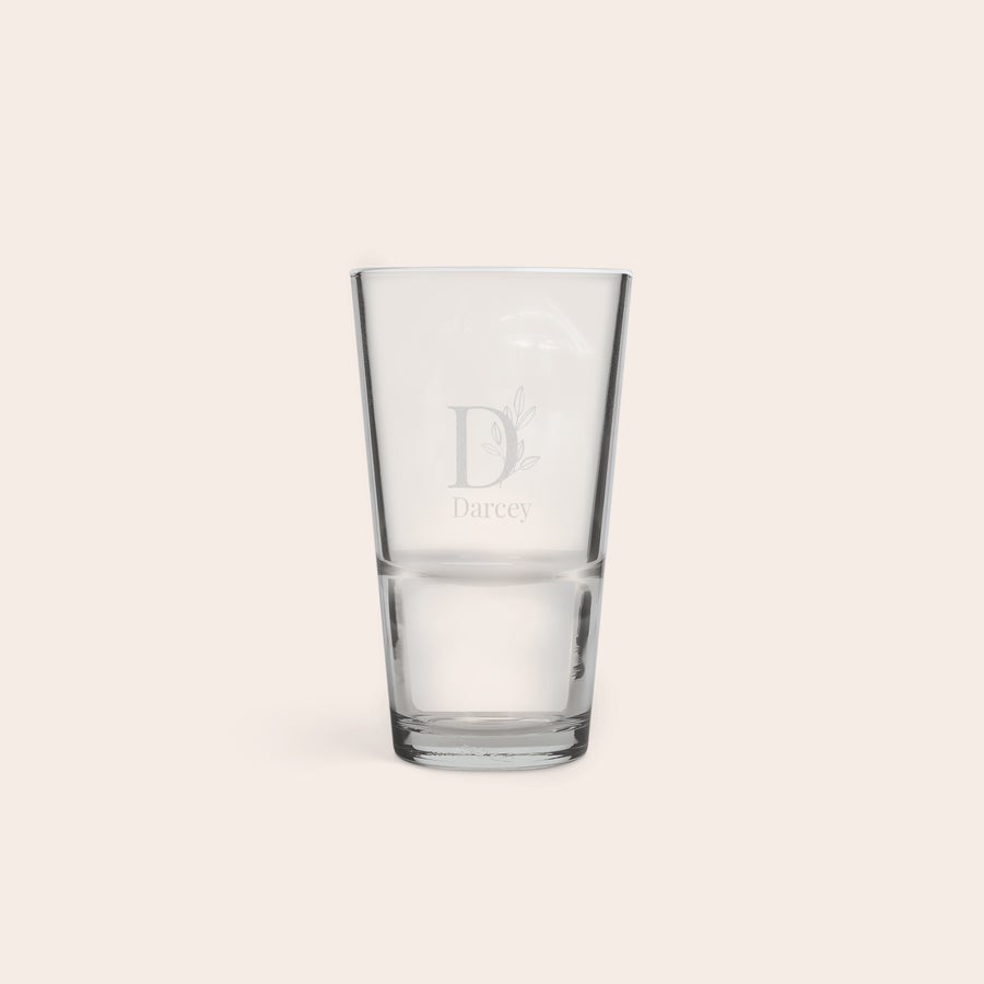 Beer Glass 340 ml Personalised half pint glass engraved with the initial D and the name Darcey