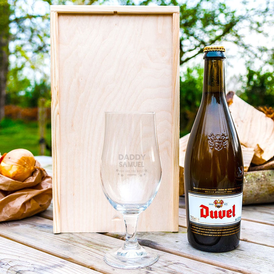 Father's day beer gift set with glass - engraved