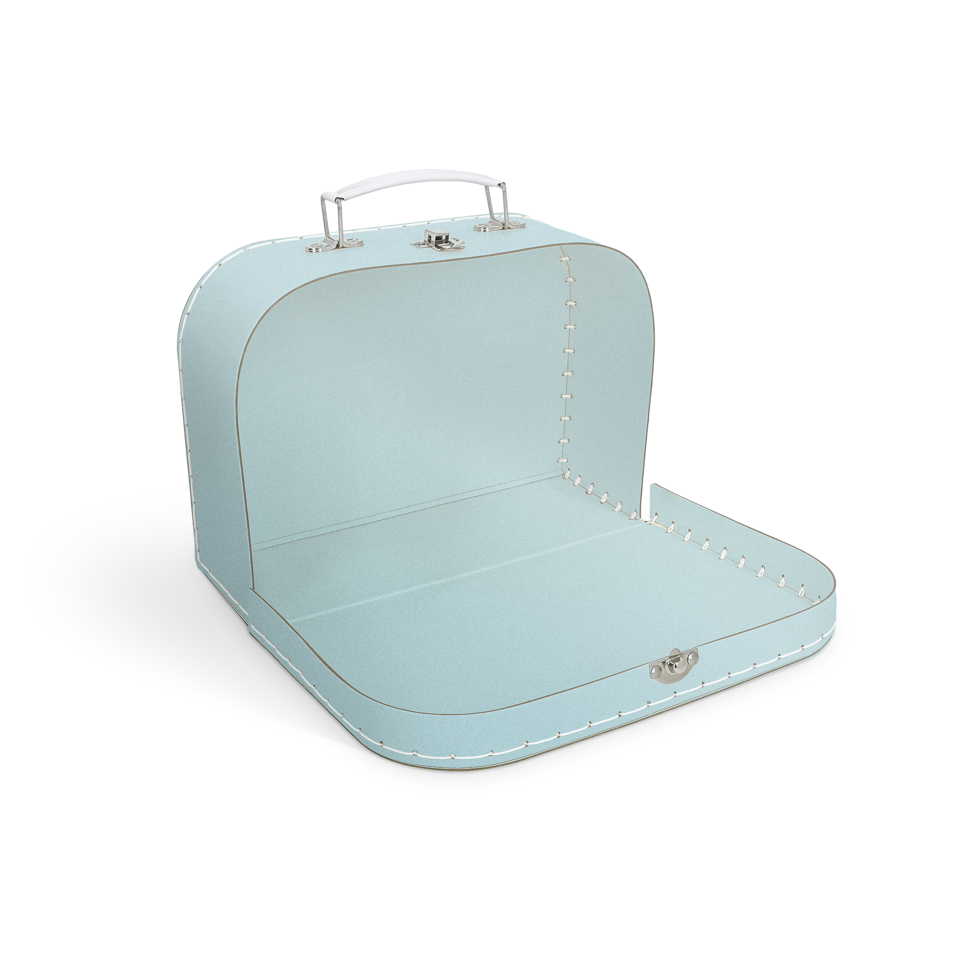 Kinderkoffer bedrukken - Blauw - Middel. Deze open, lege, blauwe kinderkoffer kan gepersonaliseerd worden.