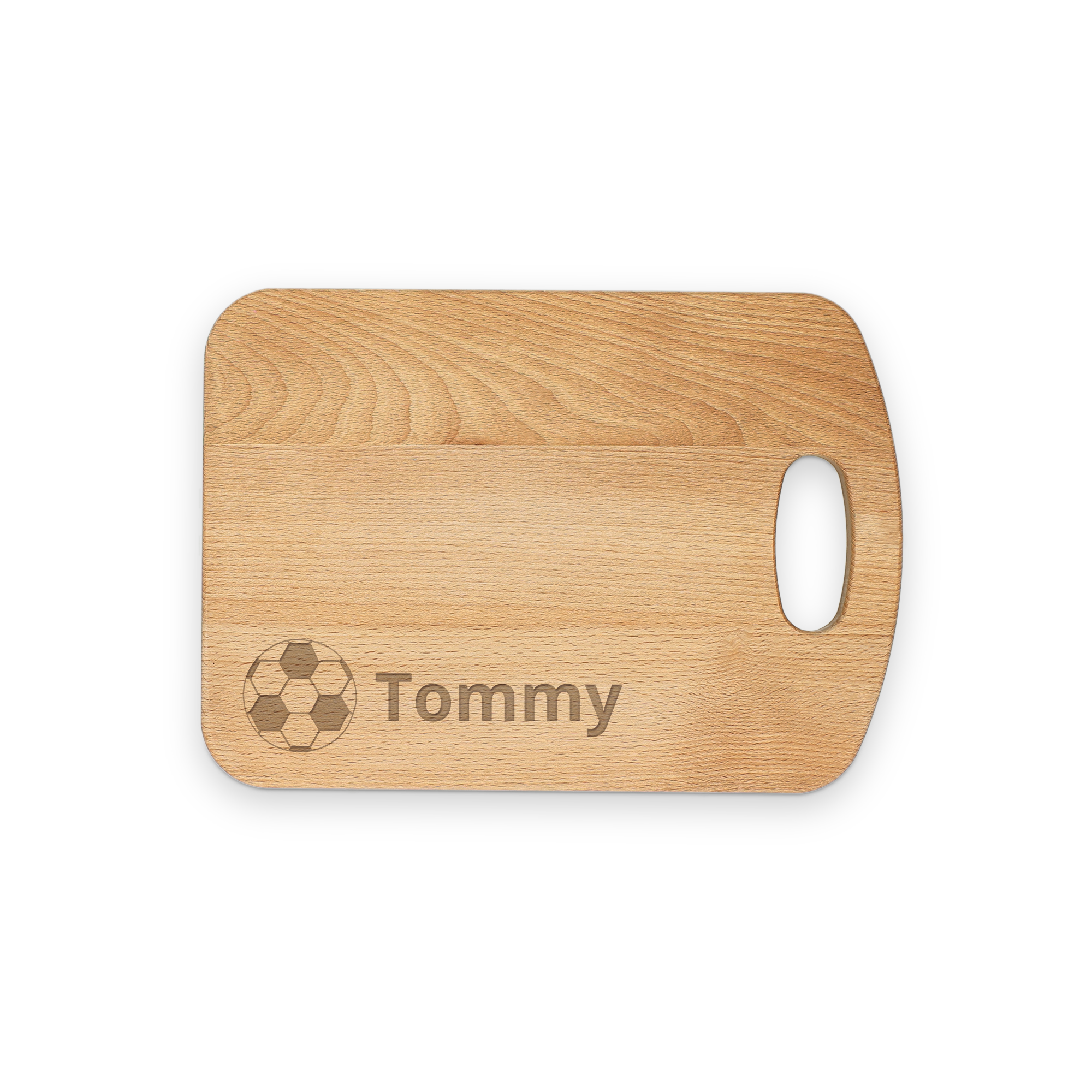 Rytá dřevěná chlebová deska se jménem Tommy a fotbalovým míčem, nejlepší dárek