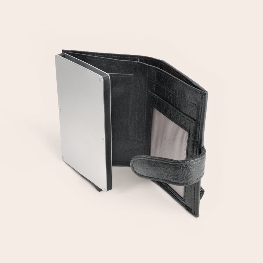 Titular de cartão personalizado Porta-cartões bancários de couro preto, personalizado com gravação de nome ou iniciais, para guardar seus cartões convenientemente.