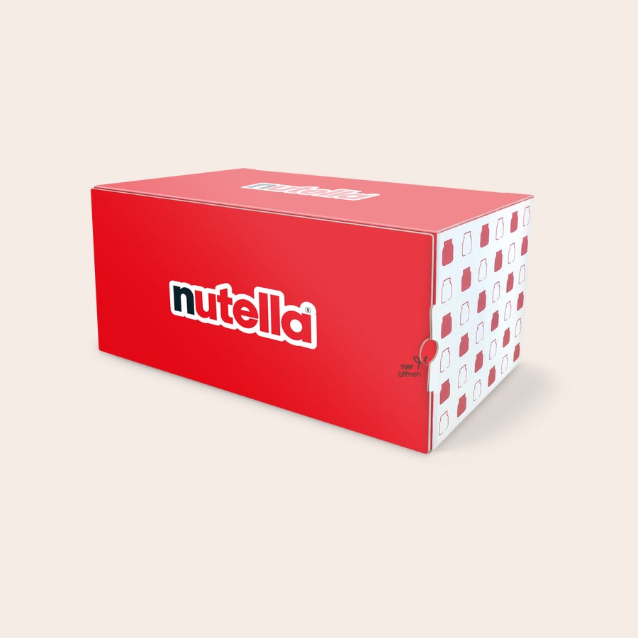 nutella® - 2er-Set Rote Box für das personalisierte nutella 2er-Set mit Aufschrift nutella und Hier Öffnen.