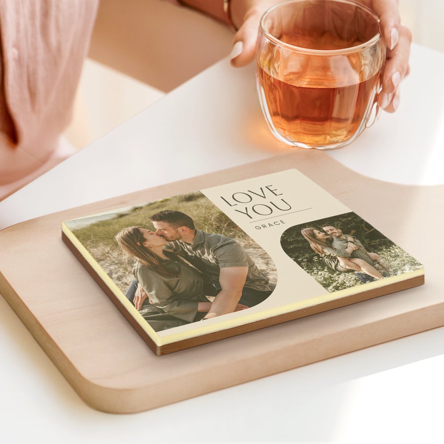 Scrisoare de ciocolată Scrisoare de ciocolată personalizată cu fotografia de cuplu imprimată și textul Love You Grace.