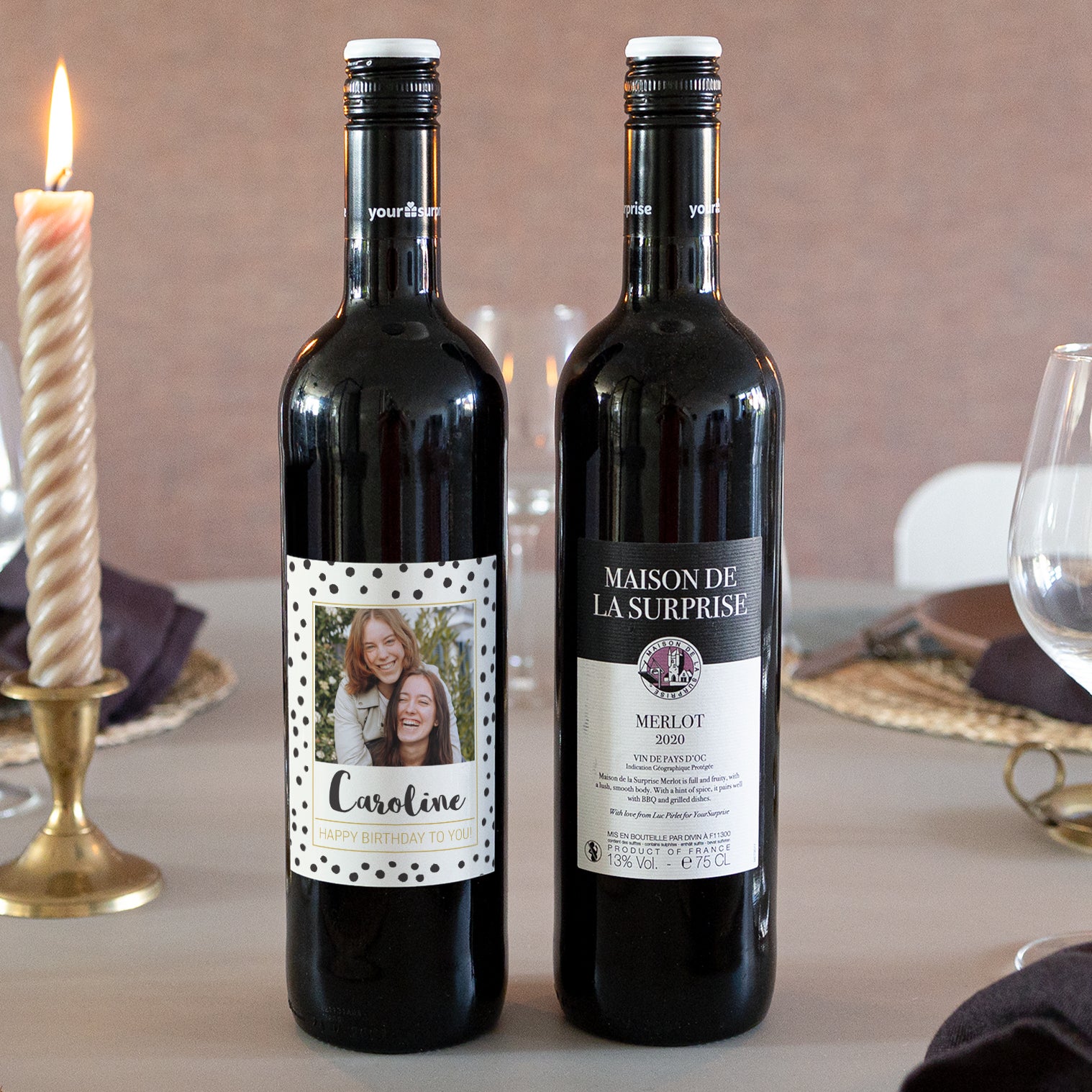 Wijn met bedrukt etiket - Maison de la Surprise - Cabernet Sauvignon