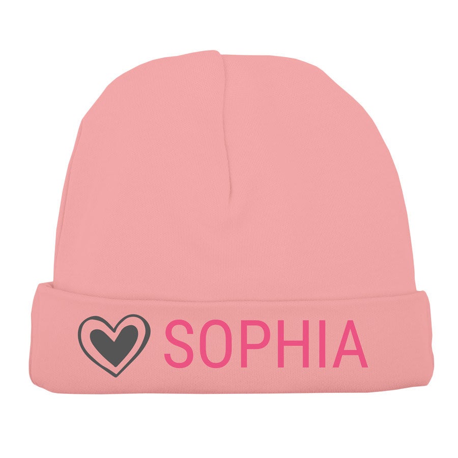 Beanie personalizat pentru bebeluși - roz roz