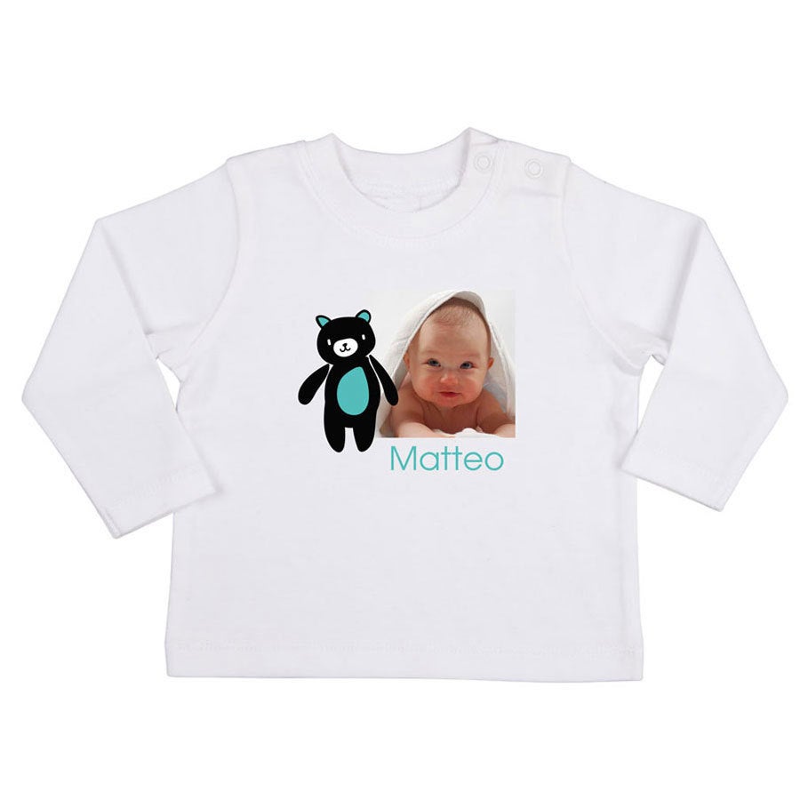 Baby Langarmshirt bedrucken - Weiß - 62/68
