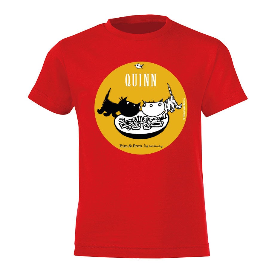 Pim & Pom T-shirt voor kinderen bedrukken - Rood - 6 jaar Pim & Pom T-shirt voor kinderen bedrukken - Rood - 6 jaar