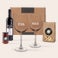 Präsentbox mit Wein, gravierten Gläsern & Snacks Präsentbox mit Wein, gravierten Gläsern & Snacks