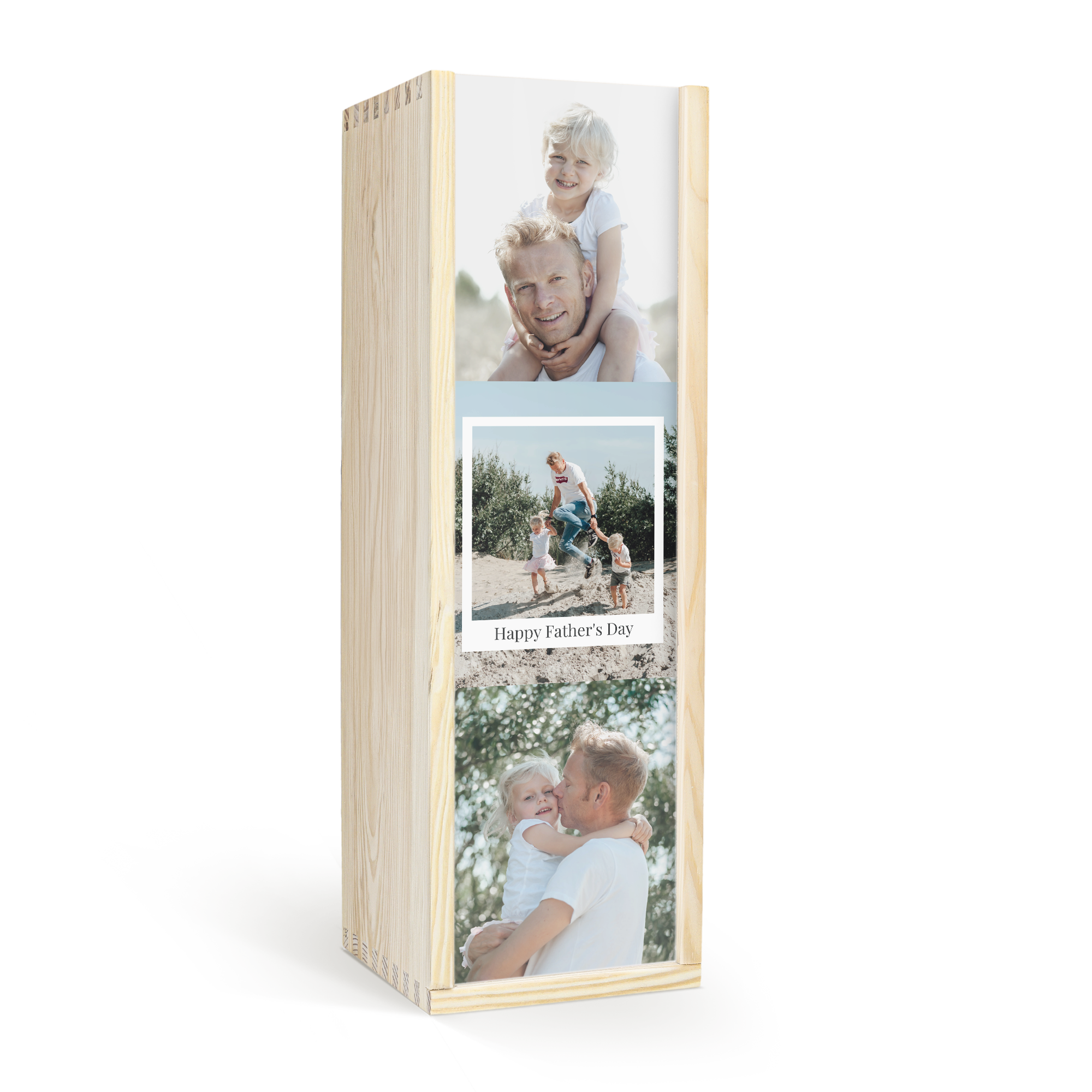 Personalizowane porto Graham's w drewnianej skrzynce z nadrukowanymi zdjęciami i napisem Happy Father's Day