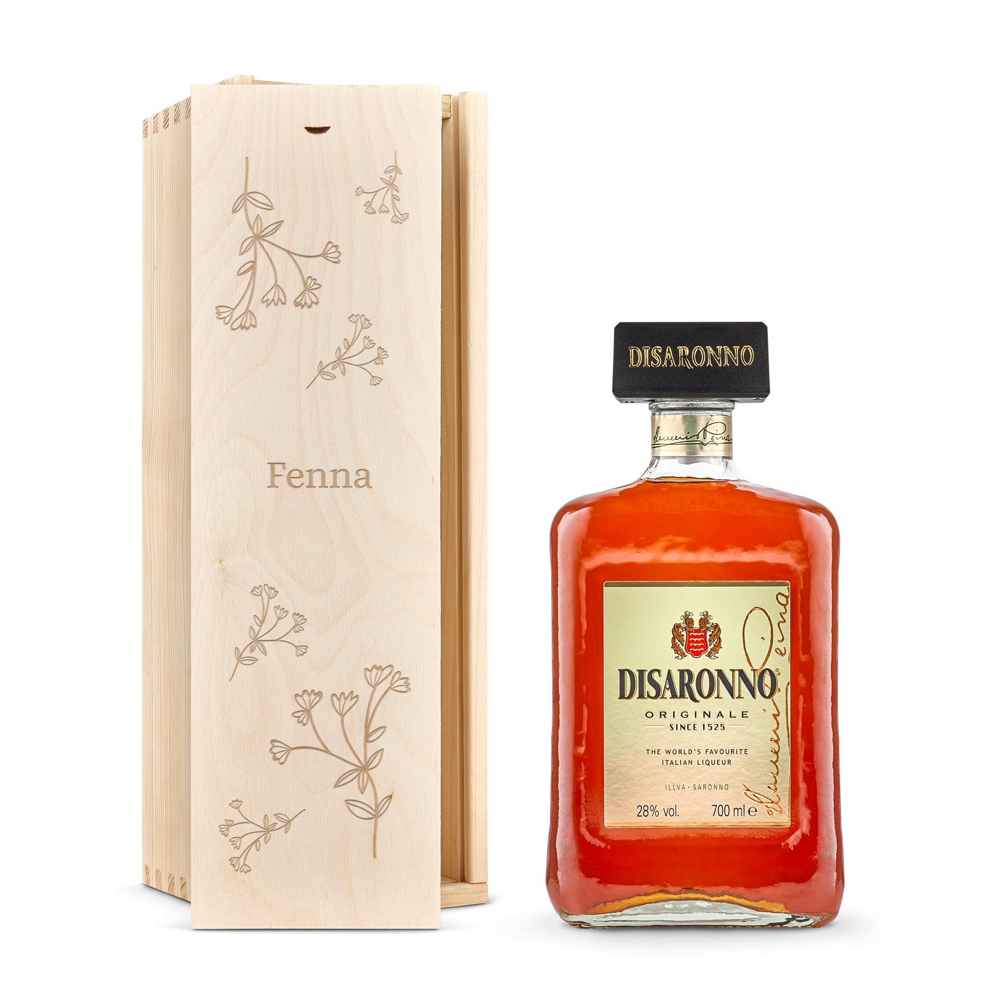 Personalised spirits - Amaretto Disaronno - Engraved wooden case