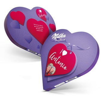 Personalised Milka Chocolate Gift Box - Heart-shaped