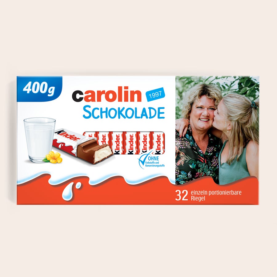 Mega kinder Schokolade mit Foto und Namen Mega kinder Schokolade mit Foto und Namen