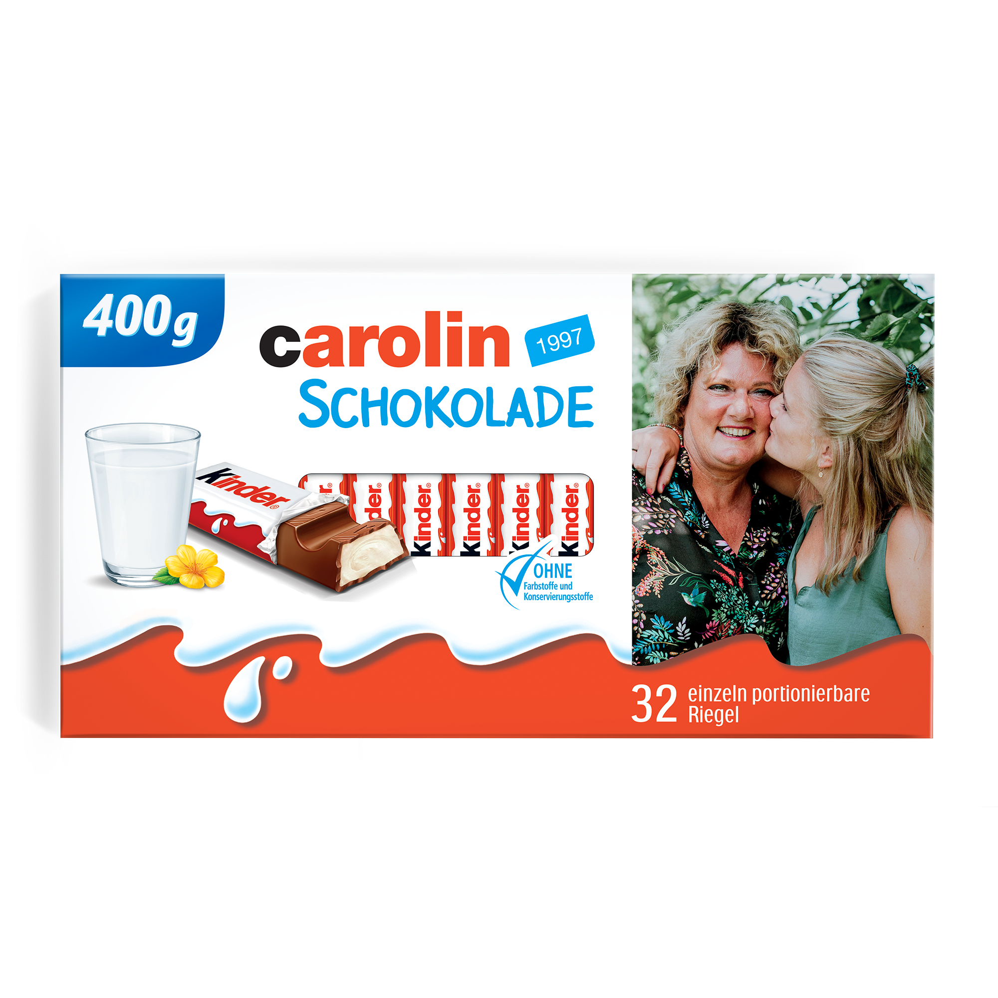 Mega kinder Schokolade mit Foto und Namen