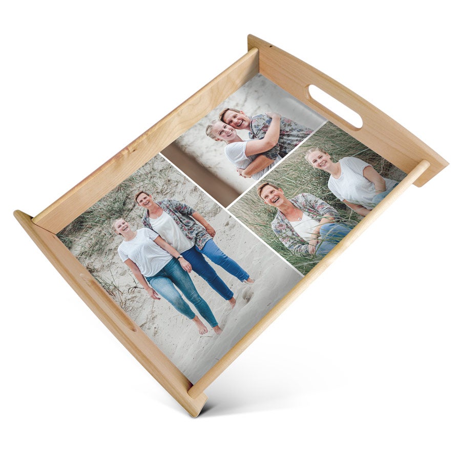 Personalised wooden serving tray - Beige - Large