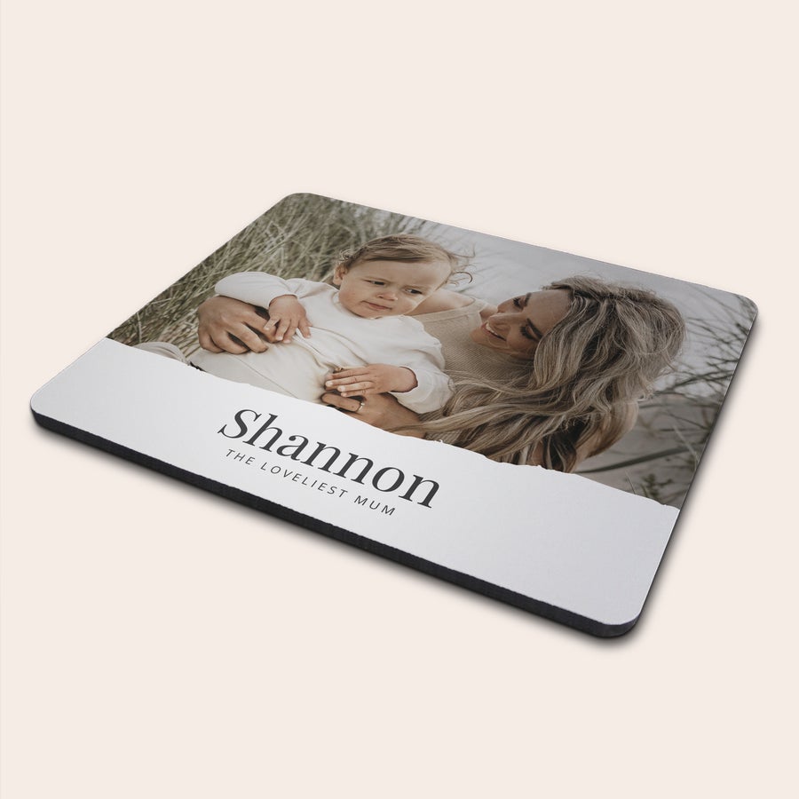 Tappetino Mouse Personalizzato Tappetino mouse personalizzato con una foto stampata di mamma e figlio e il nome Shannon
