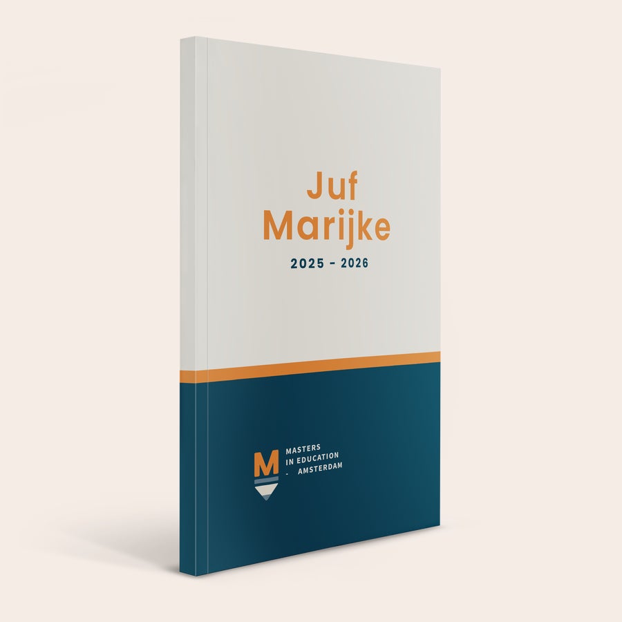 Schoolagenda 2025-2026 Gepersonaliseerde schoolagenda 2025-2026 bedrukt met de naam Juf Marijke en logo