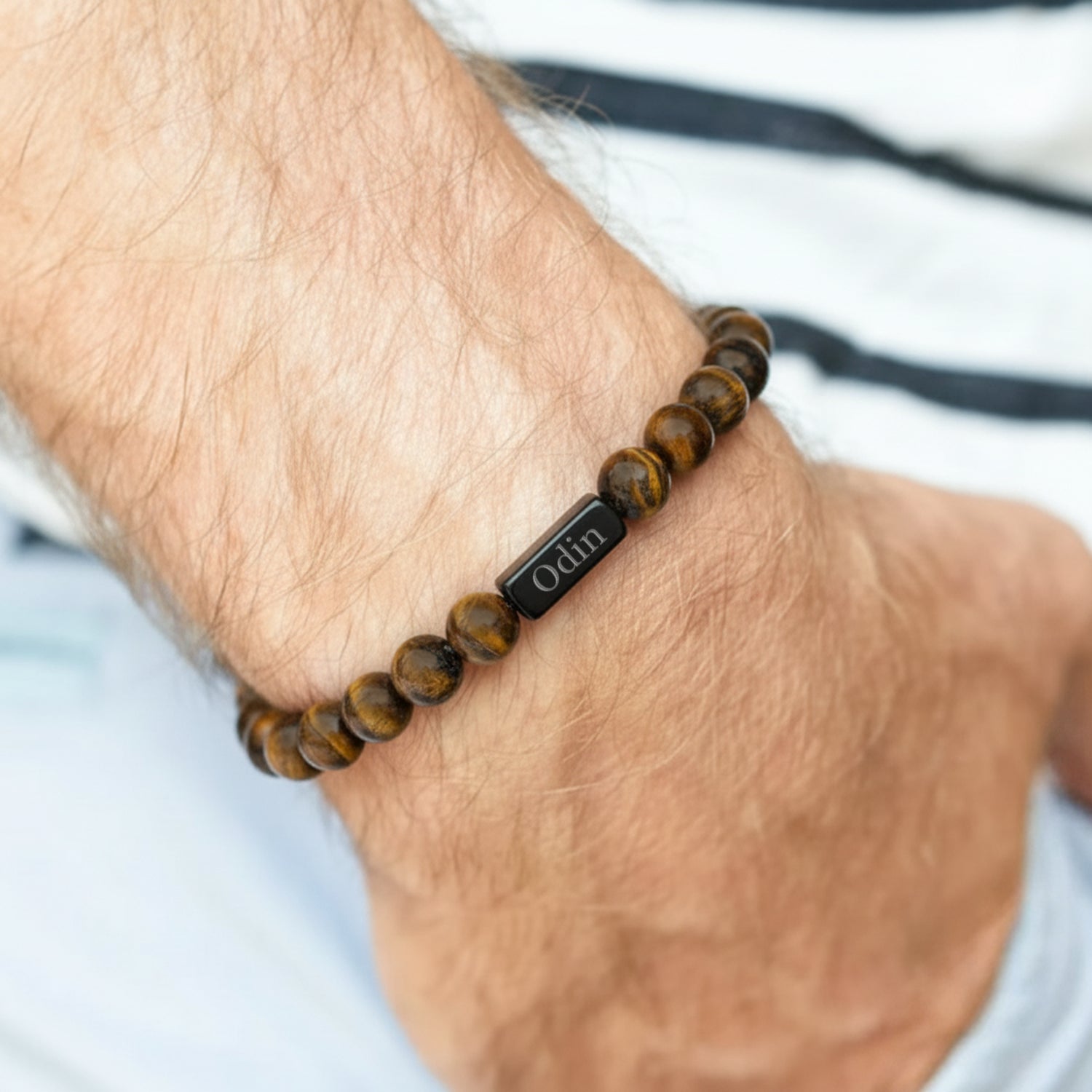 Personlig Tigerøye-armbånd - S - 8mm