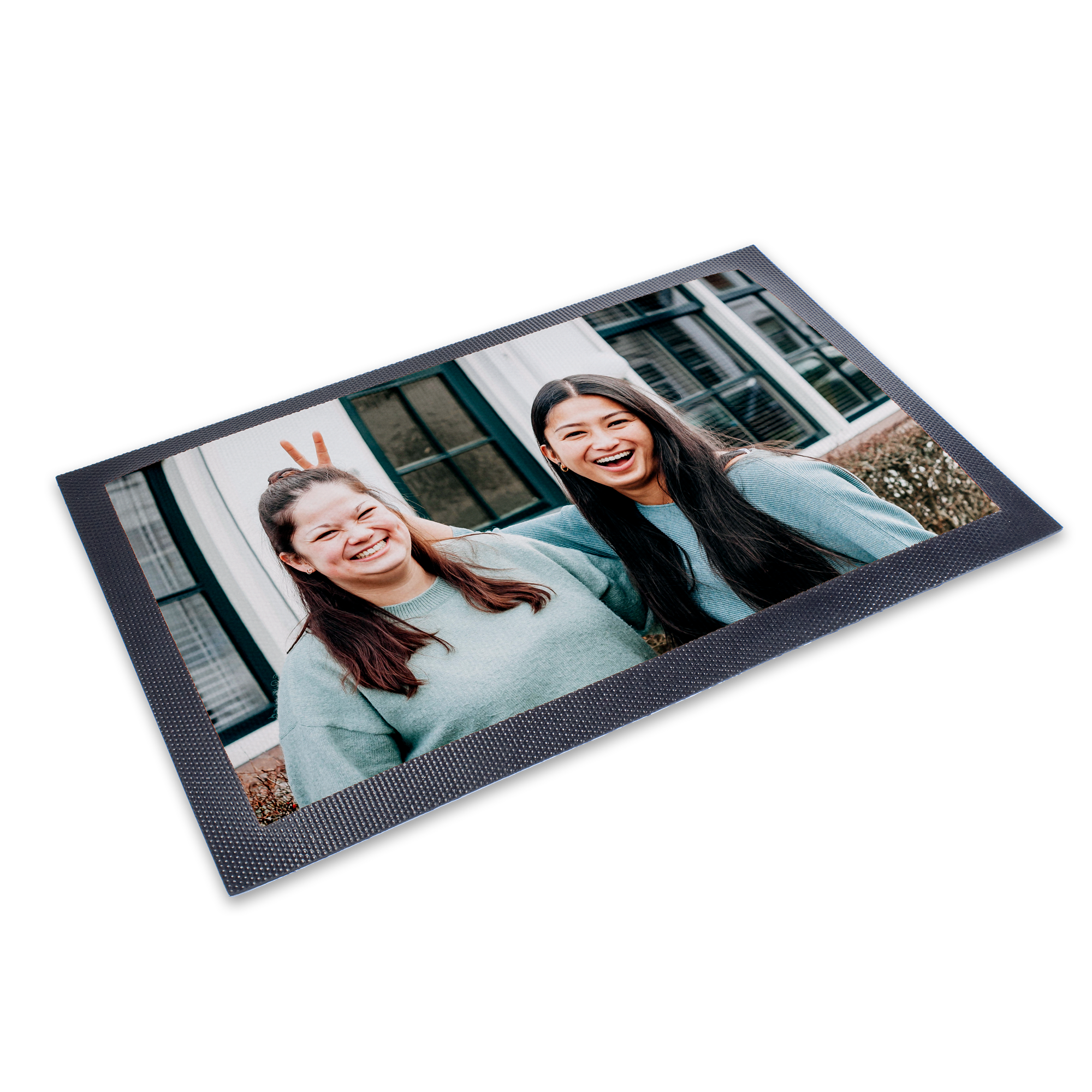 Tapis de bar personnalisé en caoutchouc anti-dérapant imprimé avec la photo de deux amies souriantes