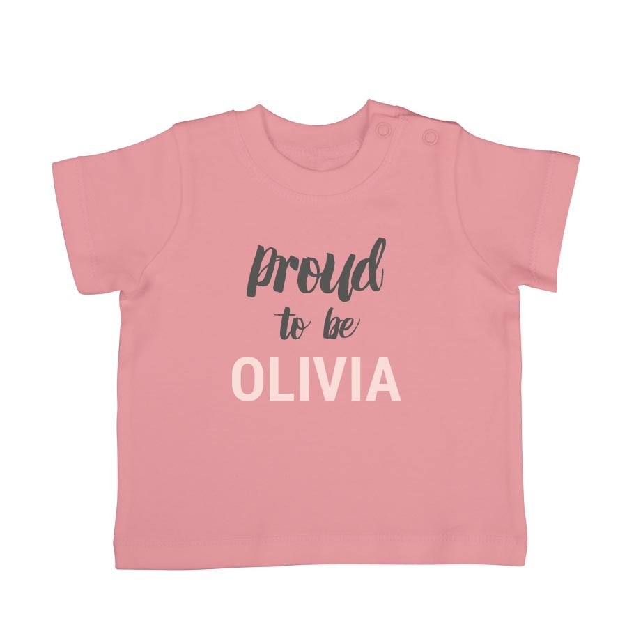 Tricou personalizat pentru bebeluși - Mânecă scurtă - Roz - 62/68