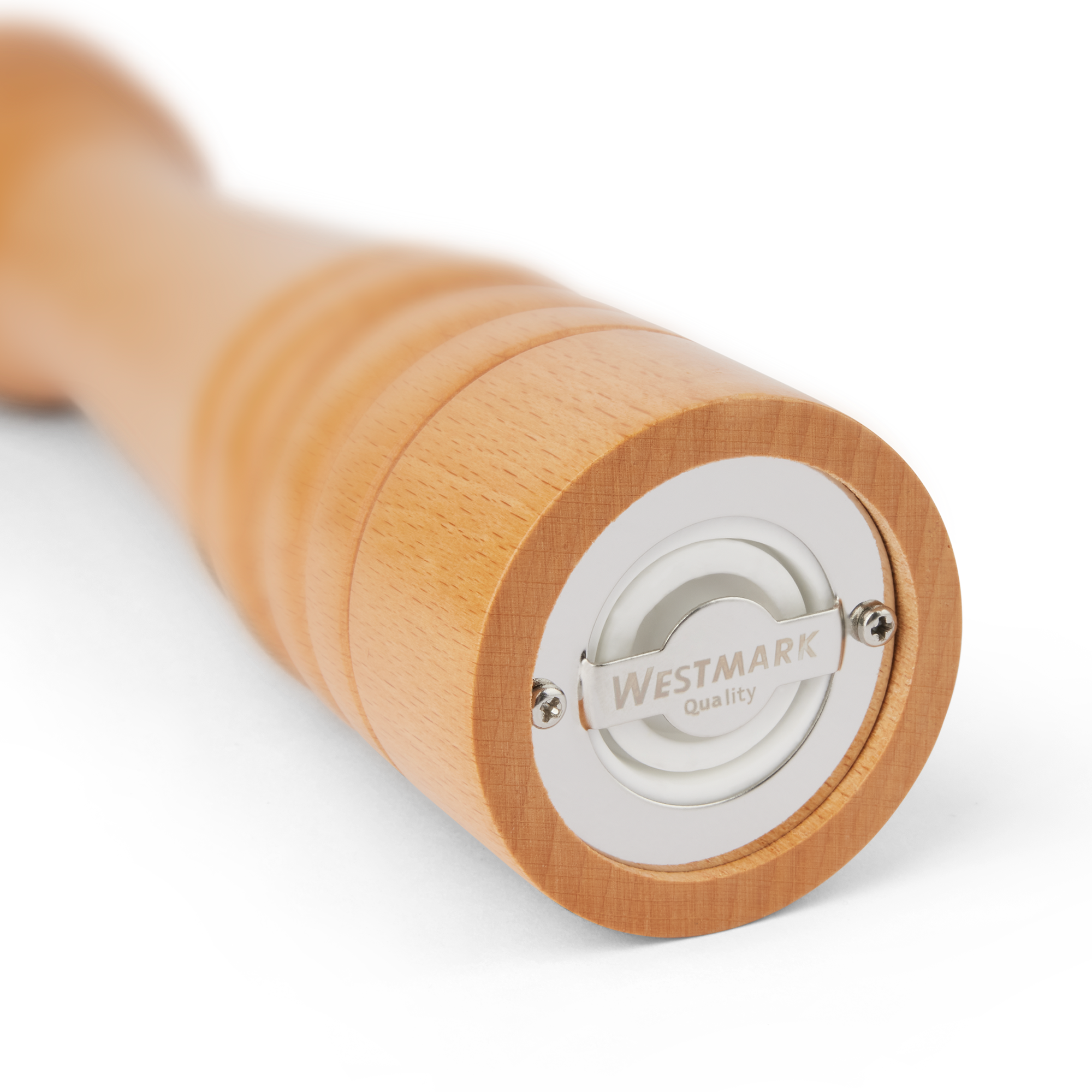 Molino de madera personalizado con texto grabado, ideal para sal o pimienta, como un fabuloso juego de molinillos.