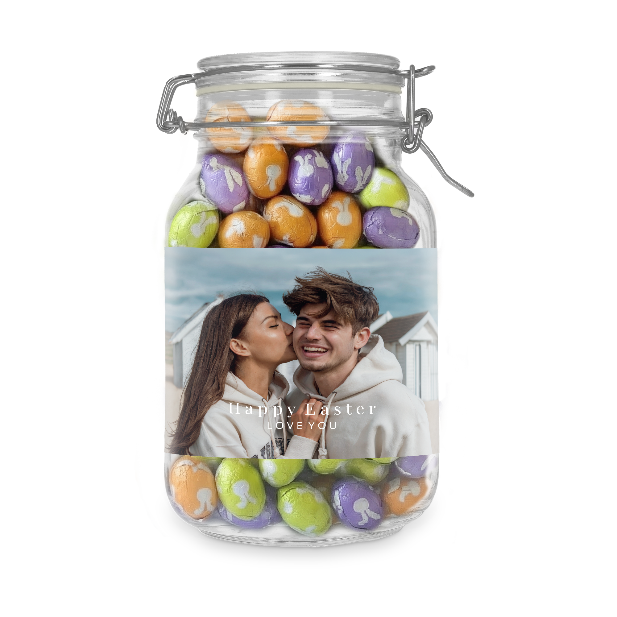 Borcan de dulciuri personalizat - Ouă de ciocolată