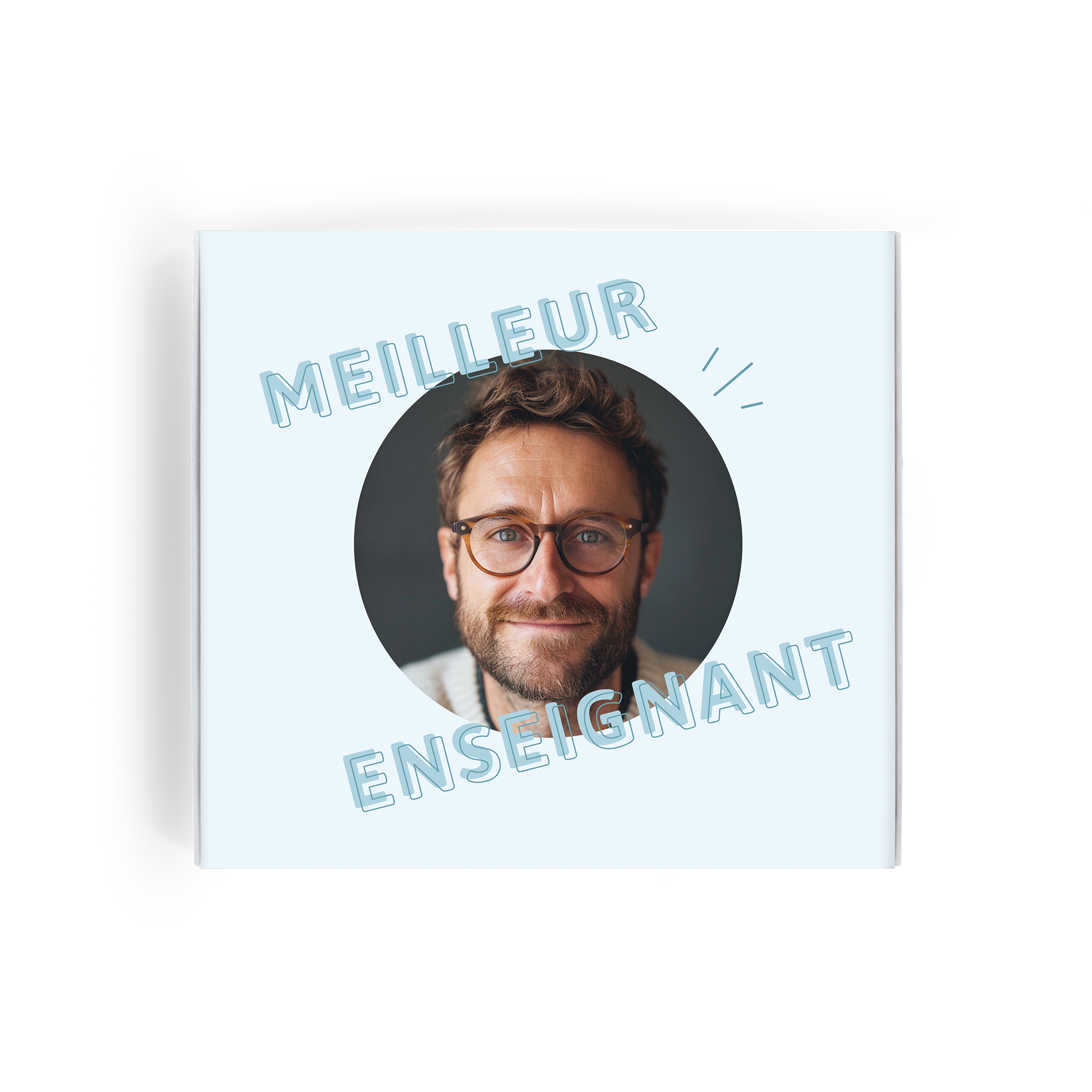 Coffret cadeau personnalisé Milka pour professeur avec photo imprimée et texte MEILLEUR ENSEIGNANT