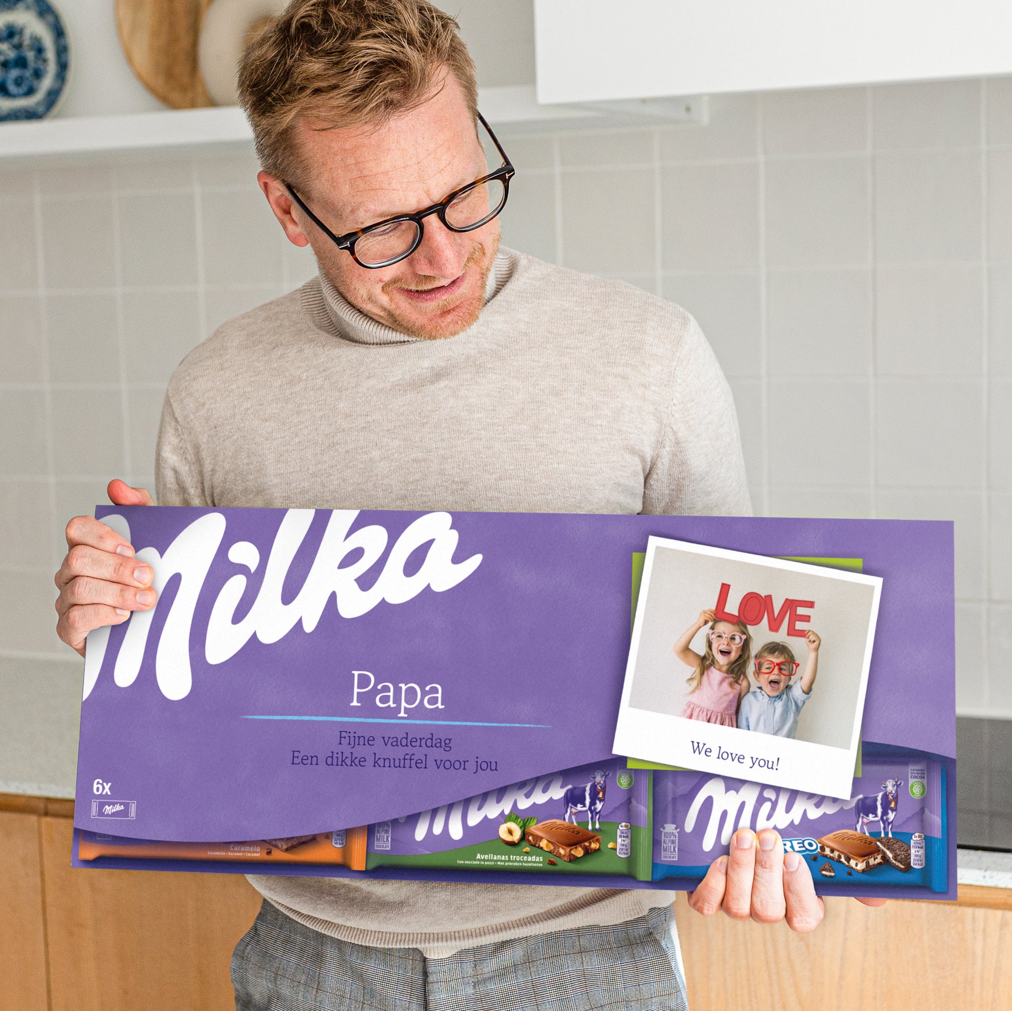 Mega Milka reep met naam en foto bedrukken - 6 repen
