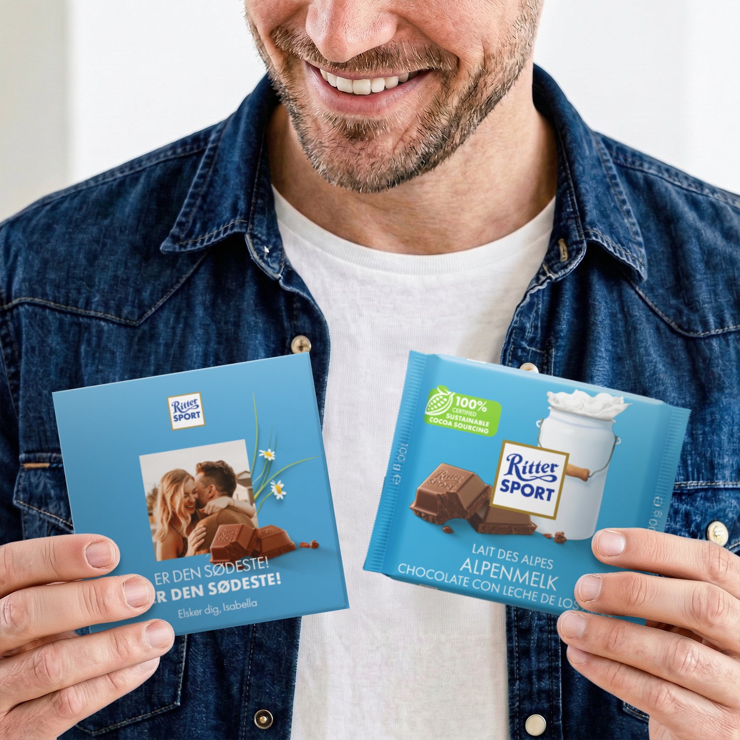 Personaliseret Ritter Sport chokolade - Alpine Milk