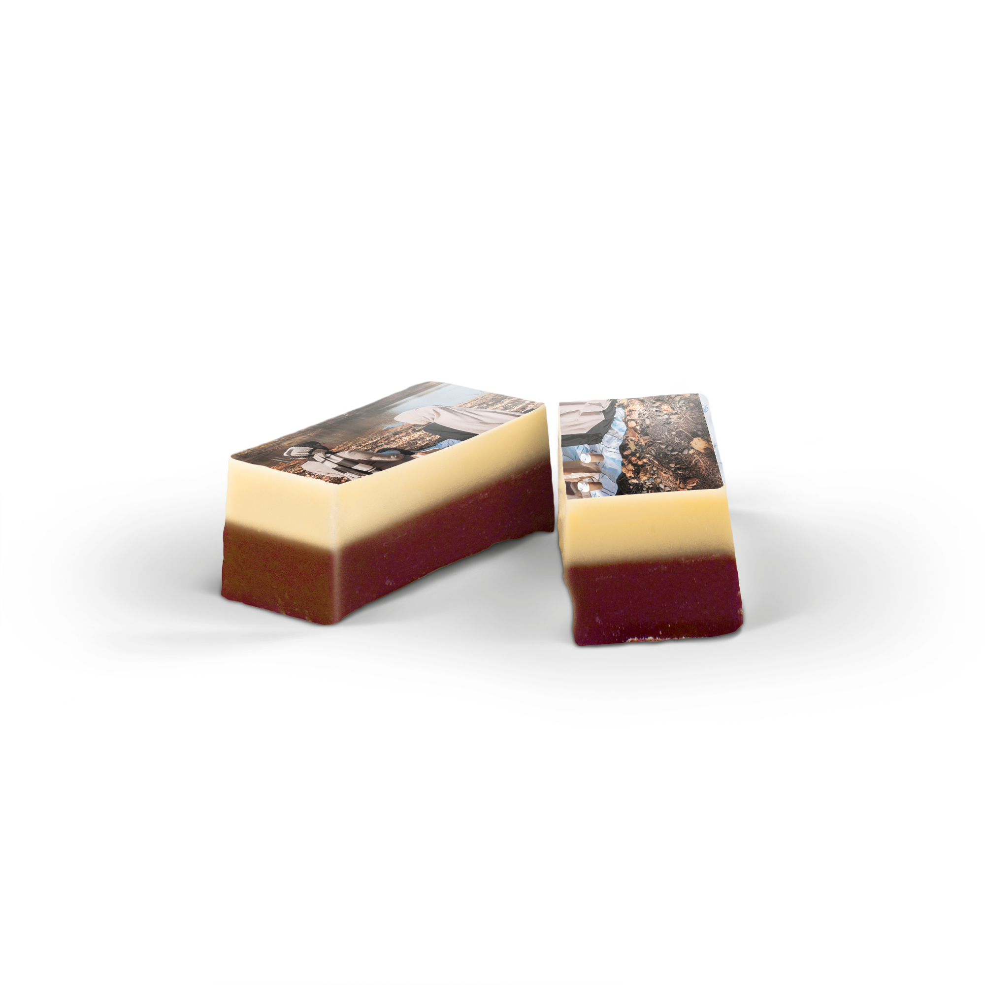 Deux chocolats imprimés avec vos photos ou logo, un délice.