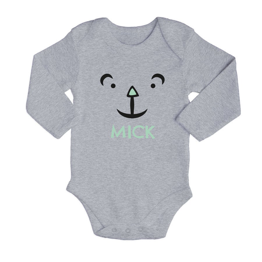 Romper bedrukken - Lange mouw - Grijs - 62/68