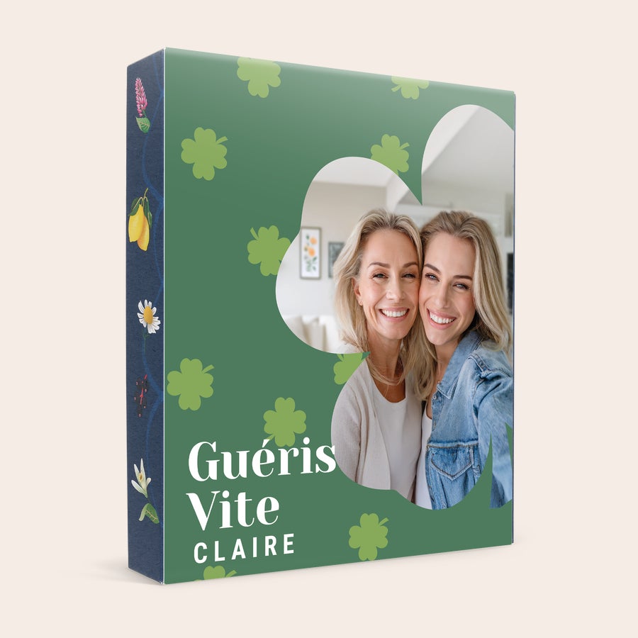 Thé Pukka personnalisé Boîte à thé personnalisée avec photo et texte Guéris Vite Claire, leur sanctuaire personnalisé pour le thé est prêt.