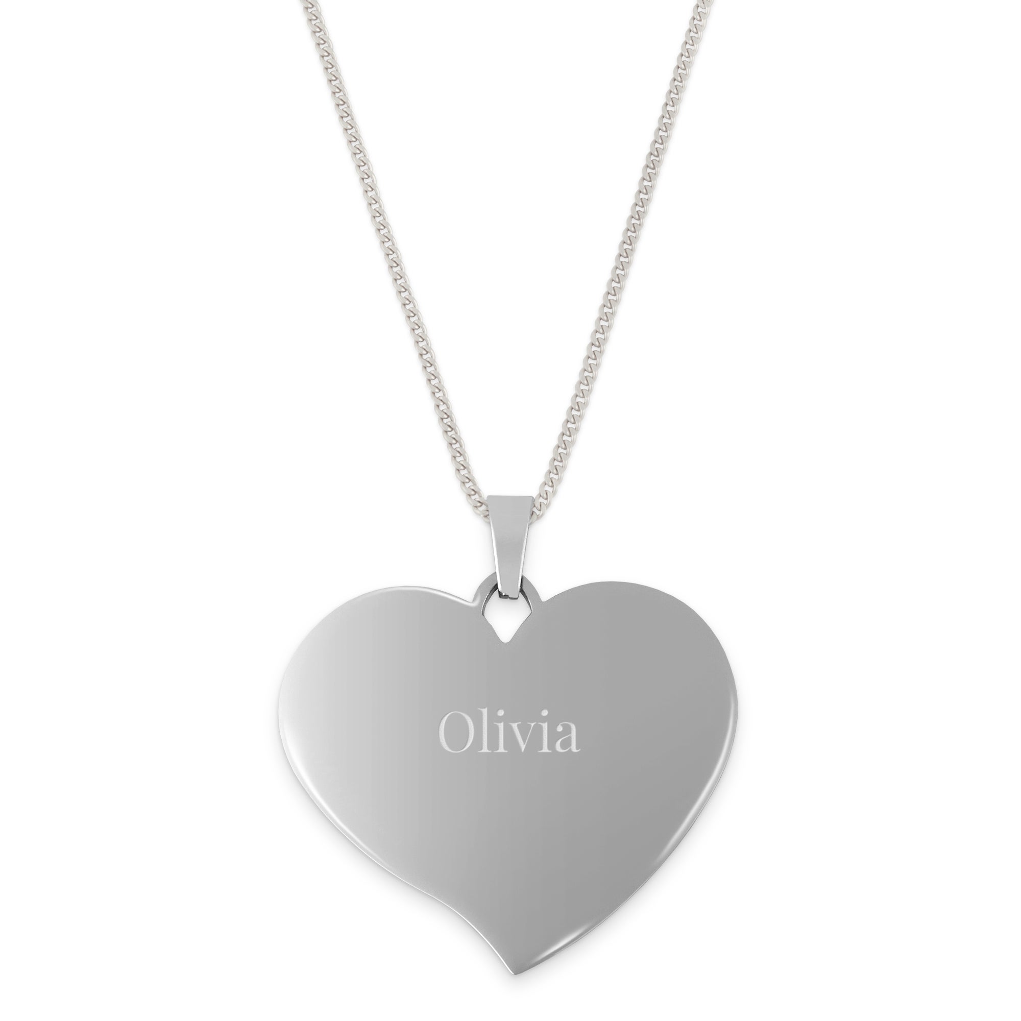 Heart necklace with name - large - silver