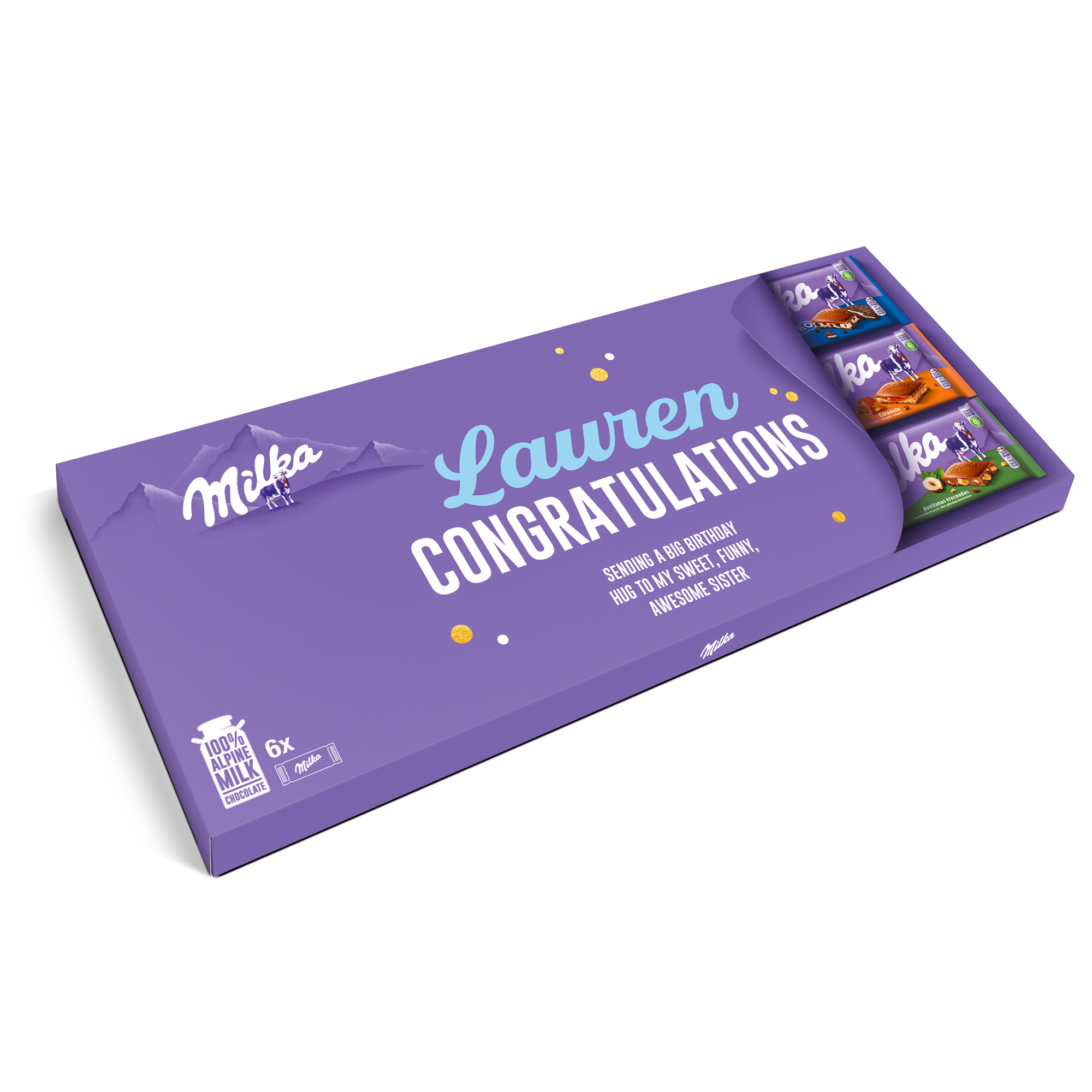 Egyedi Mega Milka névvel és/vagy fényképpel