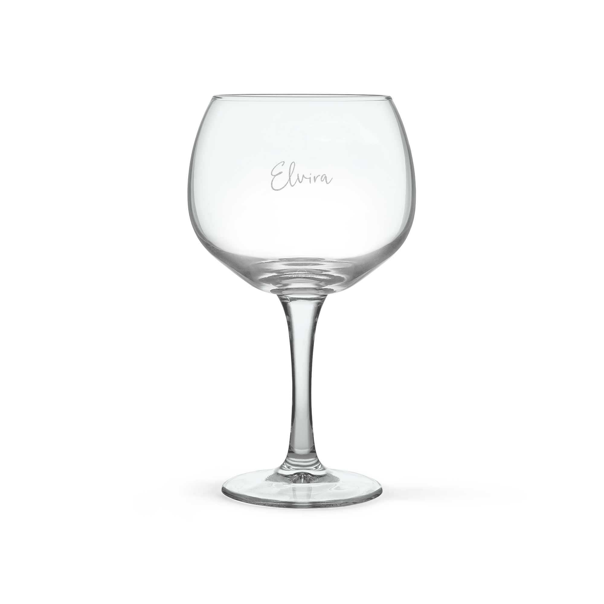 Elegant graverat gin-tonic-glas med namnet Elvira som del av detta lyxiga gin-presentset.