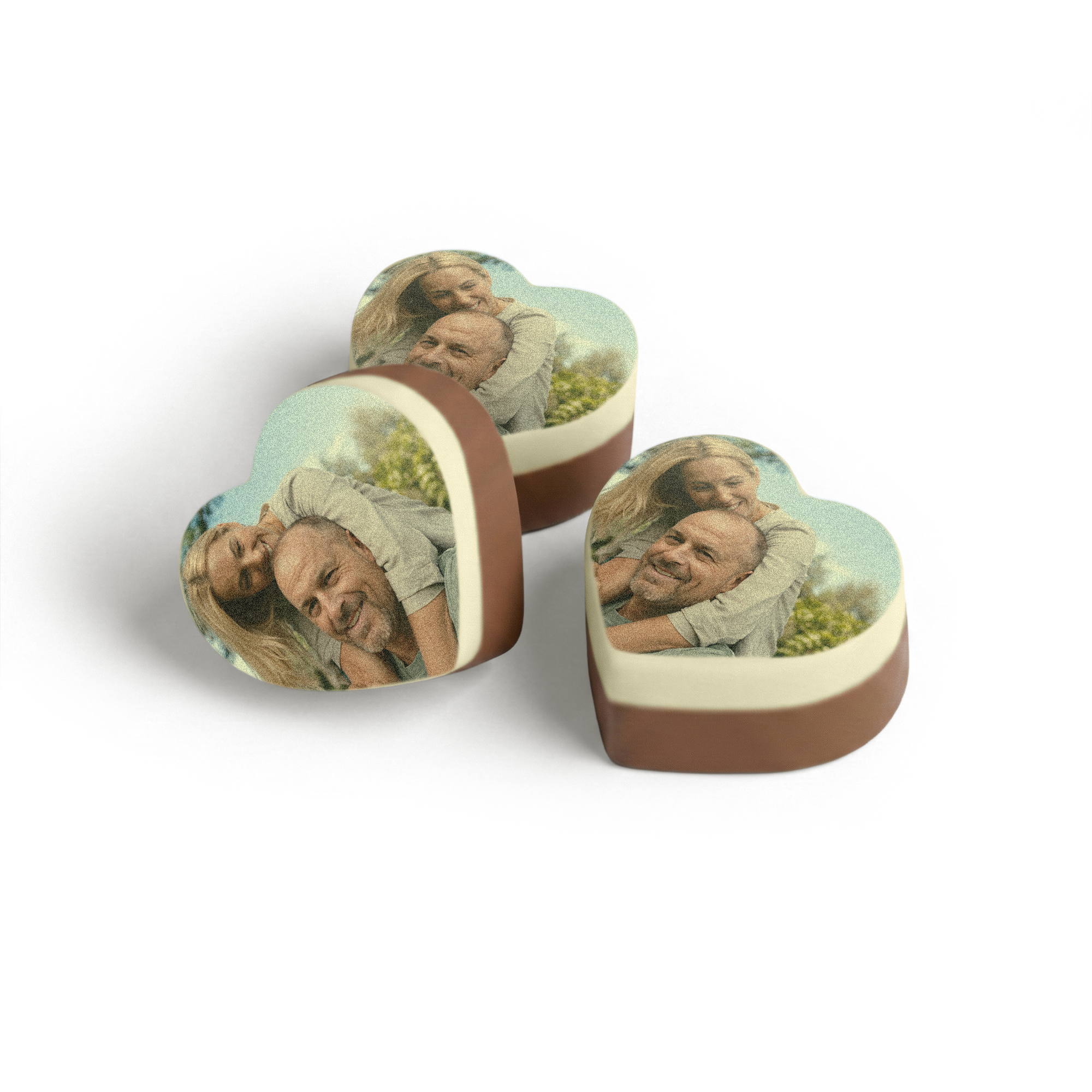 Chocolade bonbons hart met foto - 12 stuks bedrukt met een persoonlijke foto van een koppel