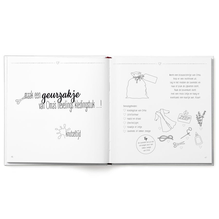 Boek "Lieve Oma, omdat ik je zo mis" met naam