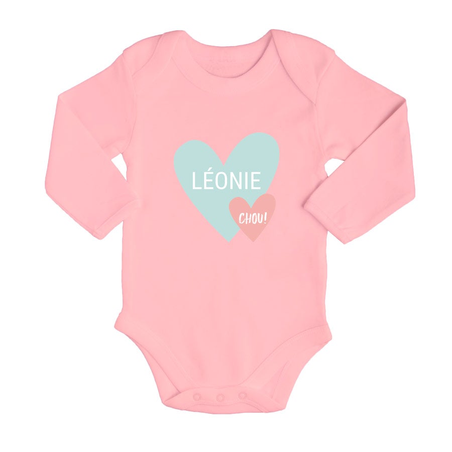 Body bébé personnalisé - Rose - 50/56