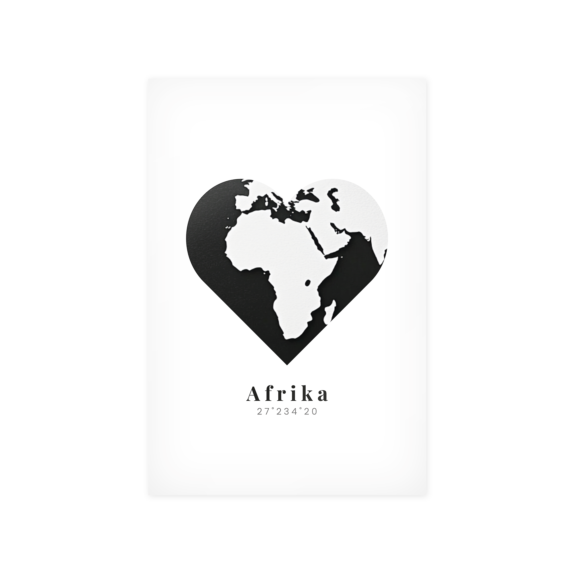 Poster personalizzato con sagoma a cuore dell'Africa e le coordinate stampate per cattura i tuoi momenti preferiti