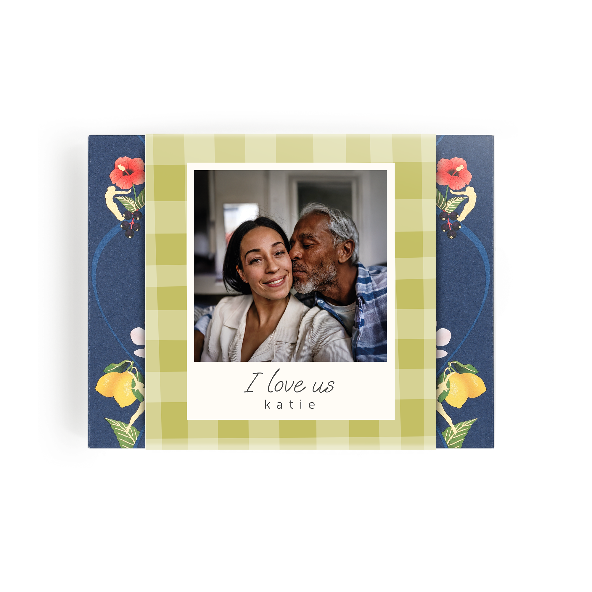 Personalizowane pudełko herbaty Pukka z własnym zdjęciem, nadrukiem I love us Katie dla Twoje spersonalizowane miejsce relaksu z herbatą czeka