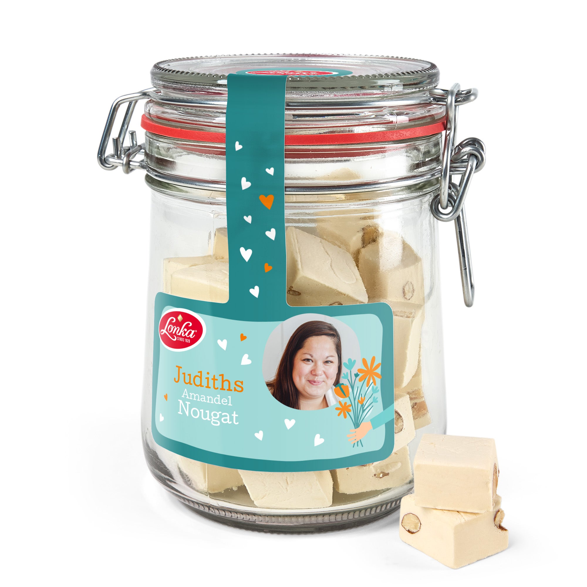 Snoeppot bedrukken - Nougat met amandelen Snoeppot bedrukken - Nougat met amandelen